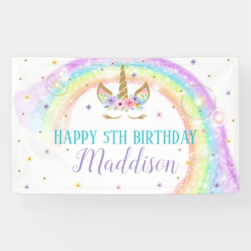 Rainbow Unicorn Birthday Banner