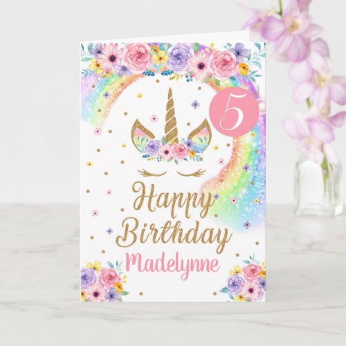 Rainbow Unicorn Birthday Card