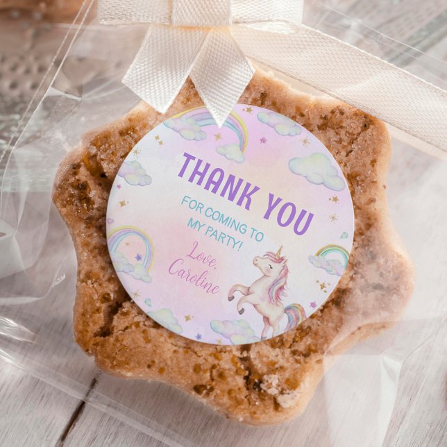 Rainbow Unicorn Birthday Classic Round Sticker (Creator Uploaded)