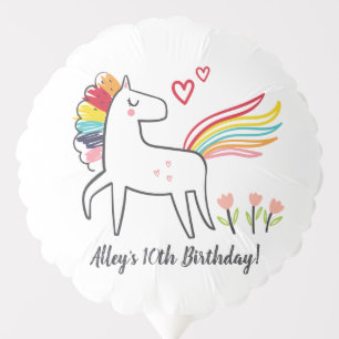 Rainbow Unicorn Birthday Custom Name Balloon
