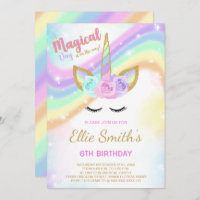 Rainbow Unicorn Birthday Invitation