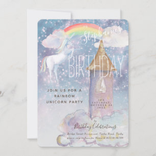 Rainbow Unicorn Birthday Invitation