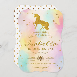 Rainbow Unicorn Birthday Invitation