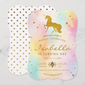Rainbow Unicorn Birthday Invitation