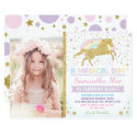 Rainbow Unicorn Birthday Invitation Confetti Stars