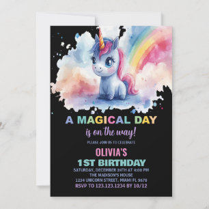 Rainbow Unicorn Birthday Invitations