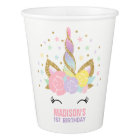 Rainbow Unicorn Birthday Paper Cup Pink Gold Cup