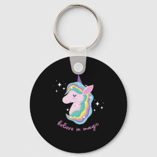 Rainbow Unicorn Birthday Party Baby Keychain