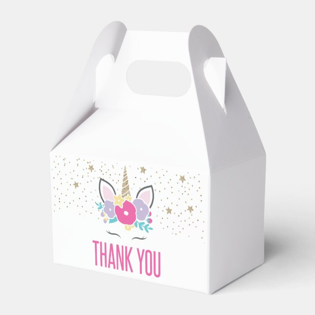 Rainbow Unicorn Birthday Party Favor Box (Front Side)
