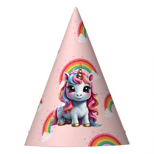 Rainbow Unicorn Birthday Party Hat 