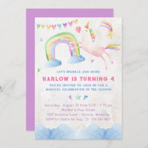 Rainbow Unicorn Birthday Party Invitation