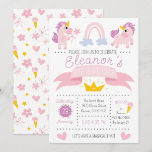 Rainbow Unicorn Birthday Party Invitation