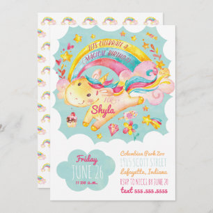 Rainbow Unicorn Birthday Party Invitation