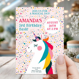 Rainbow Unicorn Birthday Party Invitation