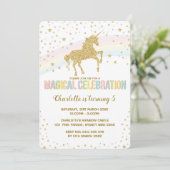 Rainbow Unicorn Birthday Party Invite Twinkle Star (Standing Front)