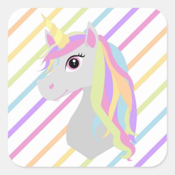 Rainbow Unicorn Birthday Sticker by prettypicture at Zazzle
