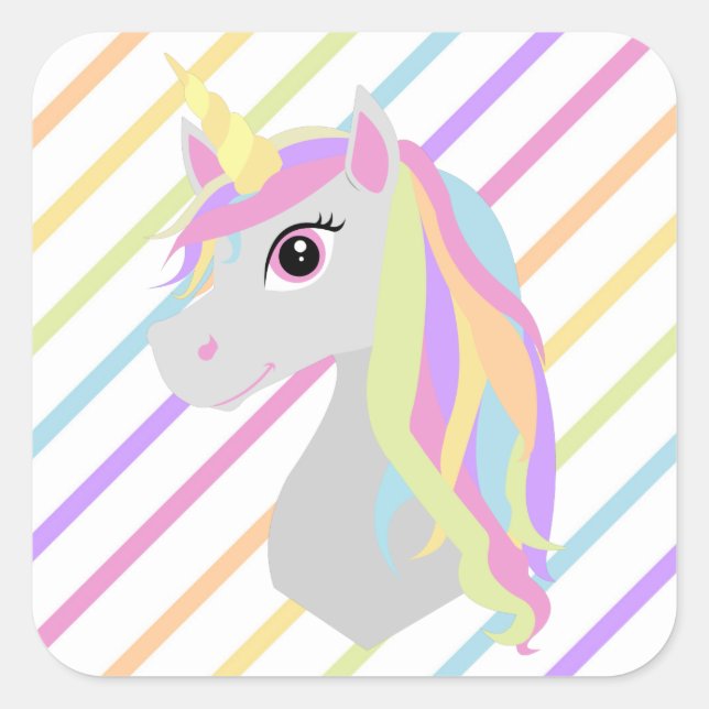 Rainbow Unicorn Birthday Sticker (Front)