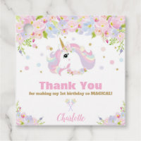 Rainbow Unicorn Birthday Thank You Favor Gift Tags