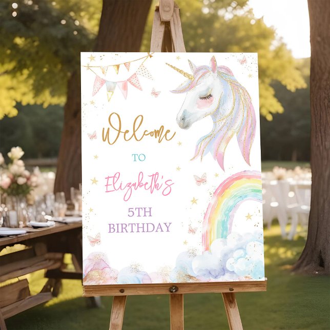 Rainbow Unicorn Birthday Welcome Sign (Creator Uploaded)