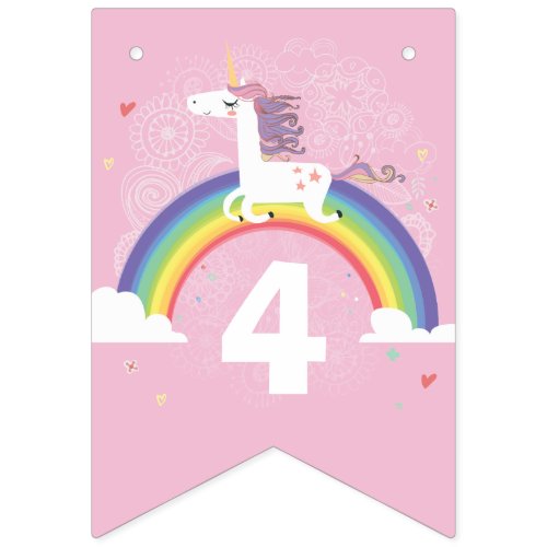 Rainbow Unicorn Bunting Flags _ PINK