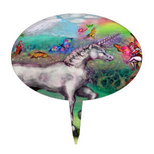Rainbow Unicorn Butterflies Faeries Cake Topper