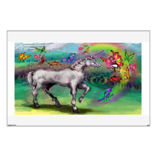 Rainbow Unicorn Butterflies Faeries Wall Decal