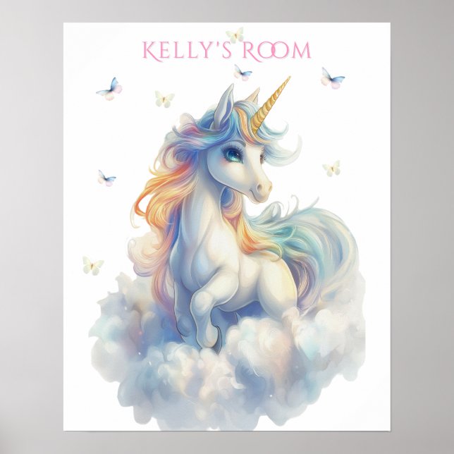 Rainbow Unicorn Butterflies   Poster (Front)
