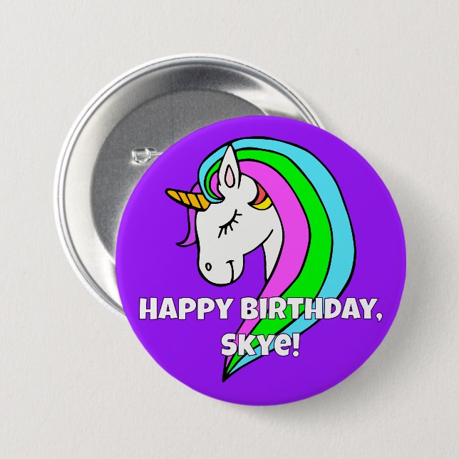 Rainbow Unicorn Button (Front & Back)