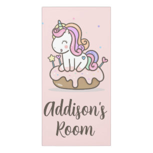 Rainbow Unicorn Cake Personalized Door Sign