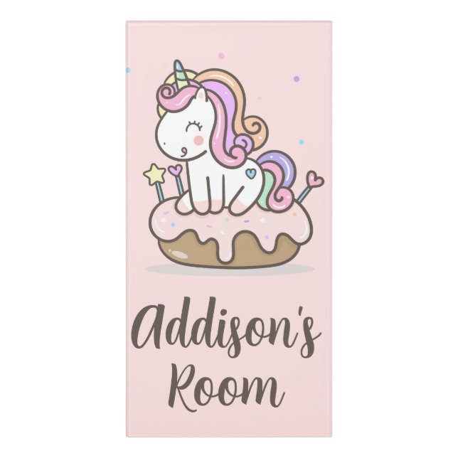 Rainbow Unicorn Cake Personalized Door Sign (Classic Front Vert)