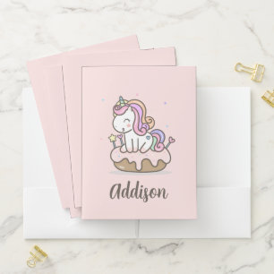 Rainbow Unicorn Cake Personalized Pocket Folder