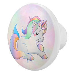 Rainbow Unicorn Ceramic Knob