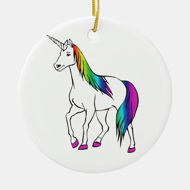 RAINBOW UNICORN CERAMIC ORNAMENT (Front)