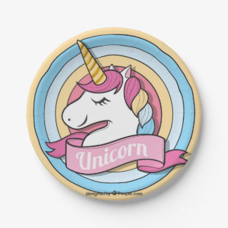 Rainbow Unicorn Circles Paper Plates