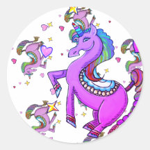 Rainbow Unicorn Classic Round Sticker