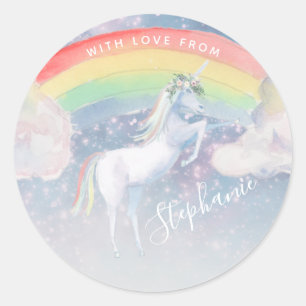 Rainbow Unicorn Classic Round Sticker
