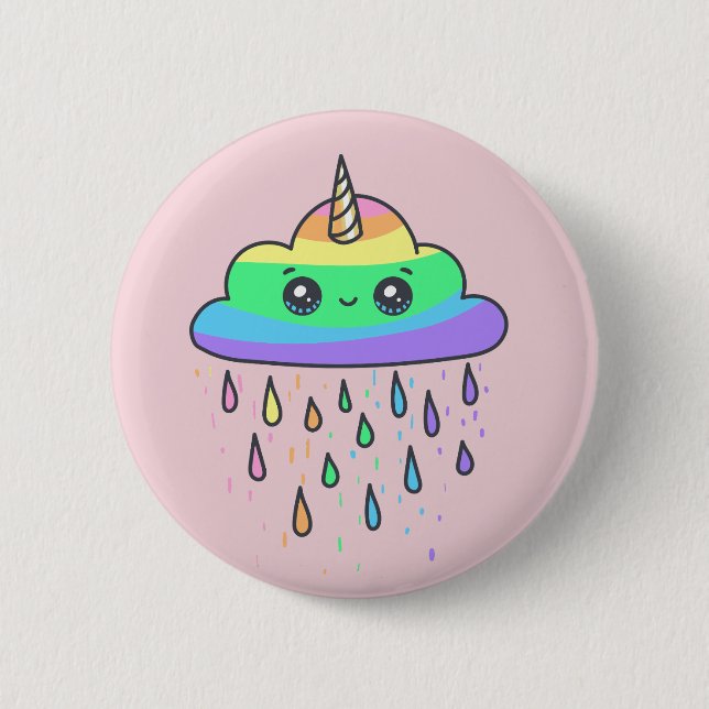 Rainbow Unicorn Cloud Button (Front)