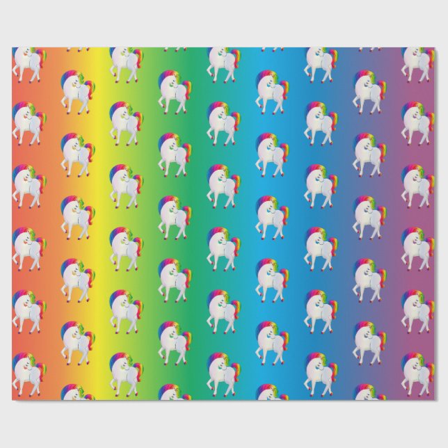 Rainbow Unicorn Colorful Gift Wrapping Paper (Flat)