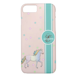 Rainbow Unicorn, Colorful Stars Monogram iPhone 8/7 Case