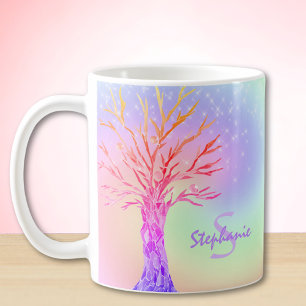 Rainbow Unicorn Colors Sparkles Monogram Girl's Coffee Mug