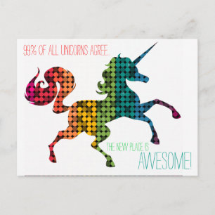 Rainbow Unicorn Custom Change of Address Postcard