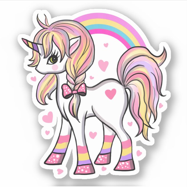 Rainbow Unicorn Custom-Cut Vinyl Sticker (Front)