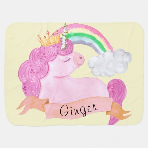 Rainbow Unicorn Custom Name       Baby Blanket