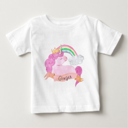 Rainbow Unicorn Custom Name   Baby T_Shirt
