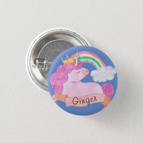 Rainbow Unicorn Custom Name         Button
