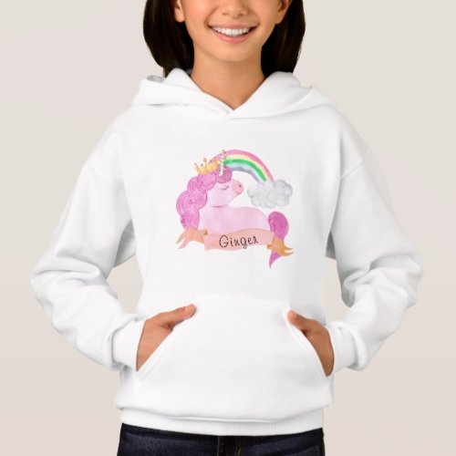Rainbow Unicorn Custom Name   Hoodie