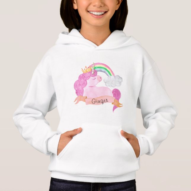 🌈Rainbow Unicorn Custom Name   Hoodie (Front)