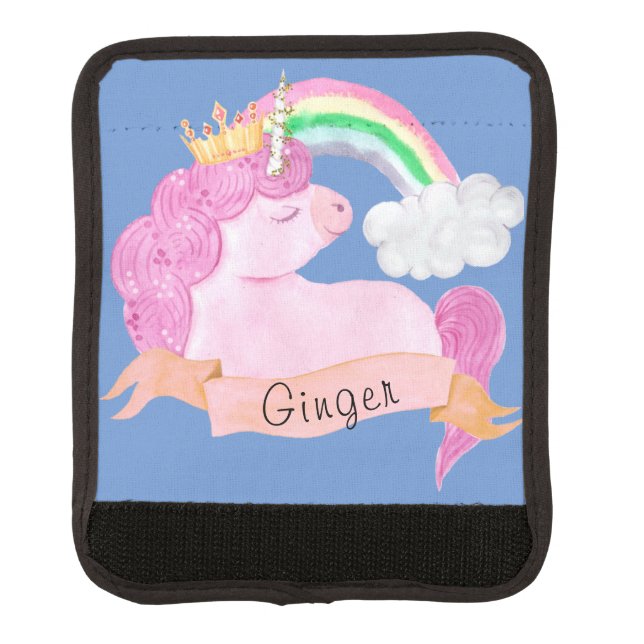 🌈Rainbow Unicorn Custom Name      Luggage Handle Wrap (Front)