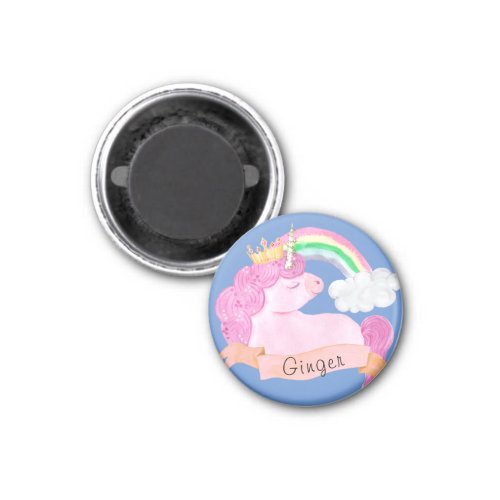 Rainbow Unicorn Custom Name         Magnet