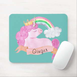 🌈Rainbow Unicorn Custom Name Mouse Pad